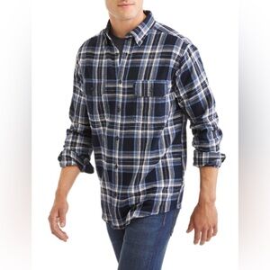 FADED GLORY Plaid Shadow Flannel Oxford Button Front
Pockets Shirt 3X